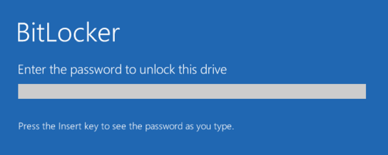 Pre-boot screen prompting for BitLocker password