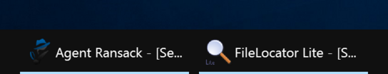 Agent Ransack and FileLocator Lite set on a dark (default) Windows taskbar