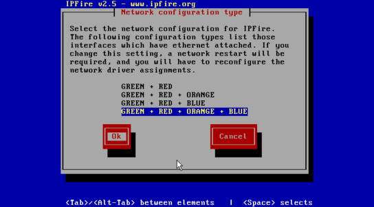 IPFire installer: colored network zones