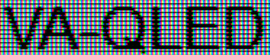 VA-QLED scren sample black text saying “VA-QLED”